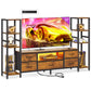 Black TV Stand with LED Lights & Power Outlets, 5 Drawer Entertainment Center for 40–50 Inch TVs
