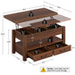 Lift Top Coffee Table – Convertible Espresso Table with Drawers & Hidden Storage,