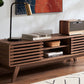 Mid-Century Modern TV Stand – 59" Walnut Entertainment Center for 55–65 Inch TVs,