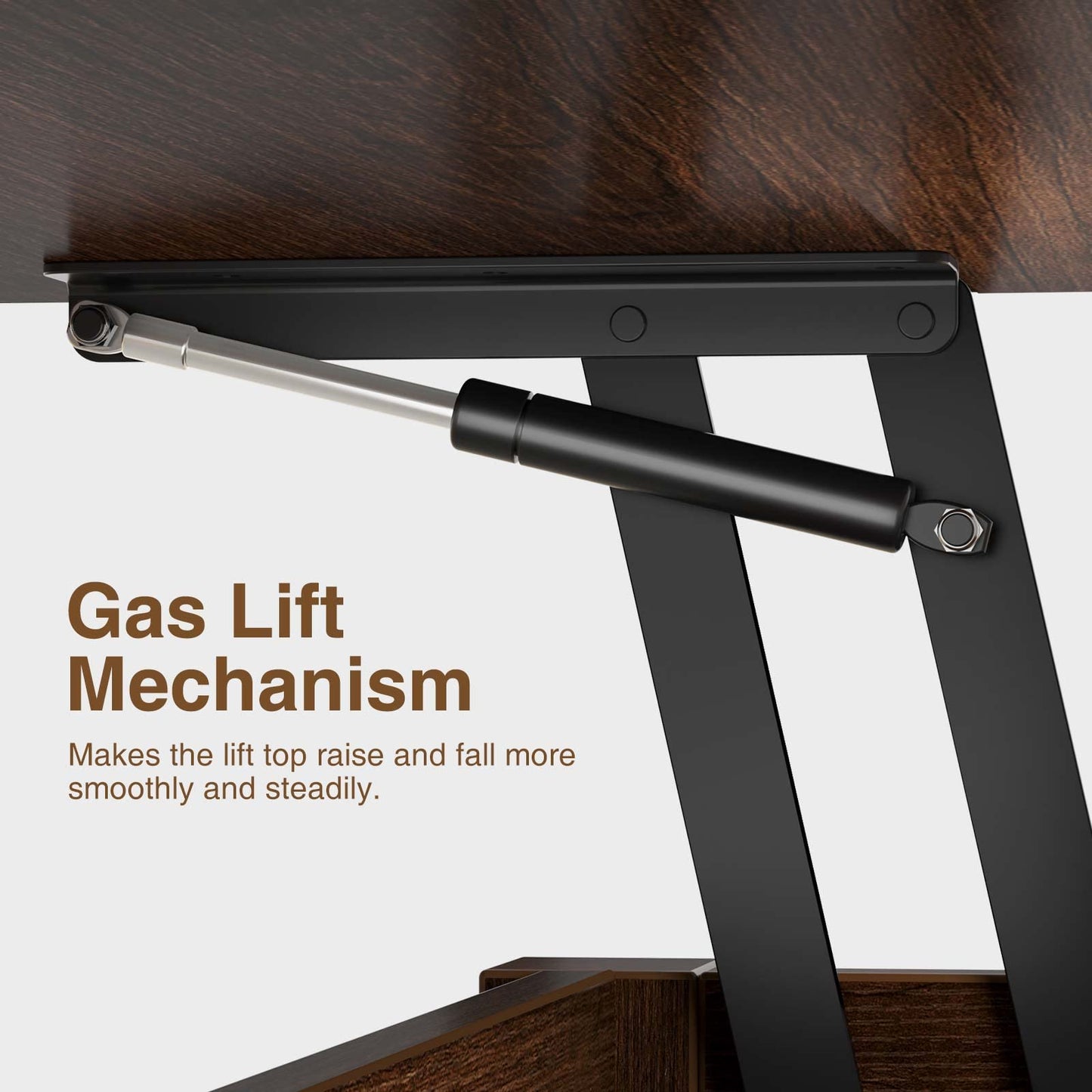 Lift Top Coffee Table – Convertible Espresso Table with Drawers & Hidden Storage,