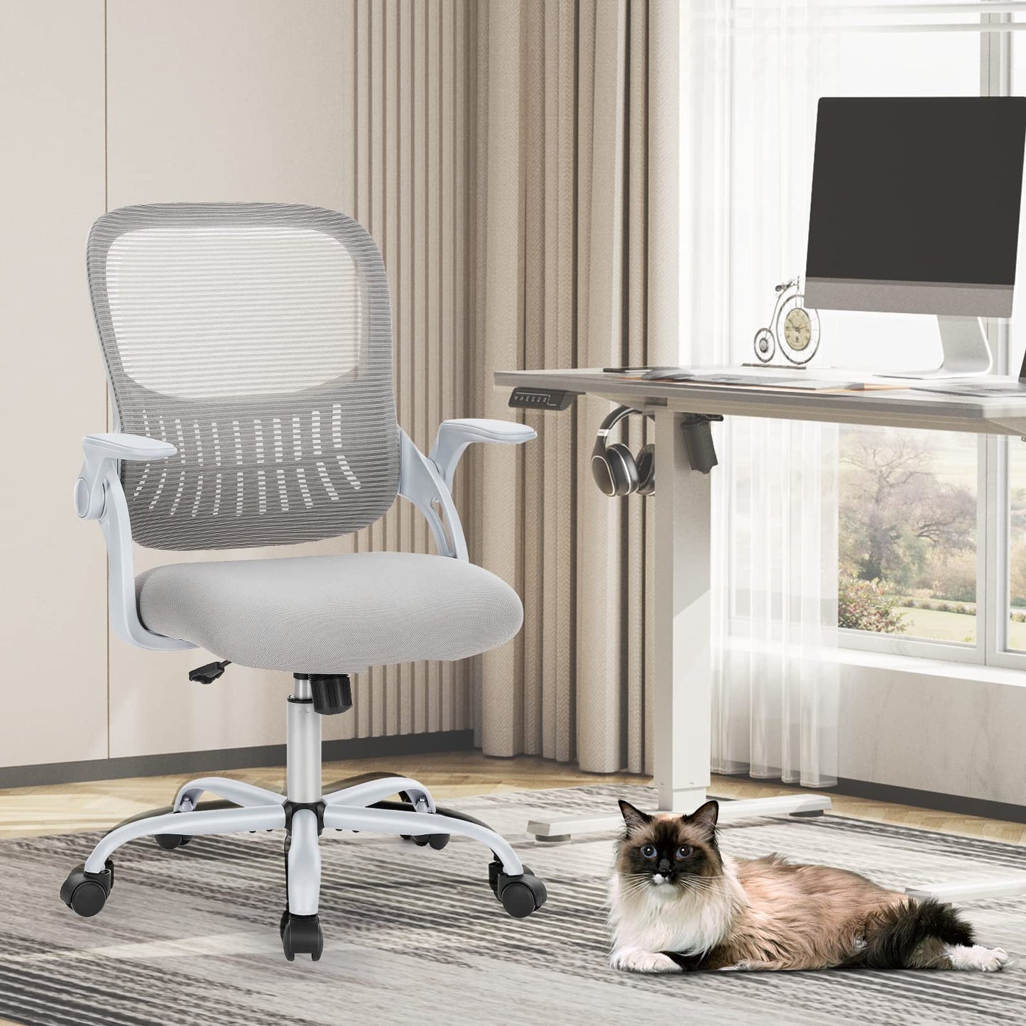 Ergonomic Home Office Chair – Mid-Back Mesh Computer Desk Chair with Lumbar Support