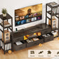 Black TV Stand with LED Lights & Power Outlets, 5 Drawer Entertainment Center for 40–50 Inch TVs