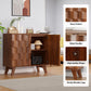 Buffet Cabinet, Fluted Sideboard Storage Cabinet with Adjustable Shelf and Door Handles,