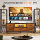 Black TV Stand with LED Lights & Power Outlets, 5 Drawer Entertainment Center for 40–50 Inch TVs
