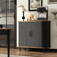 Fluted Sideboard Buffet Cabinet, 31''W Storage Cabinet with Sliding Door