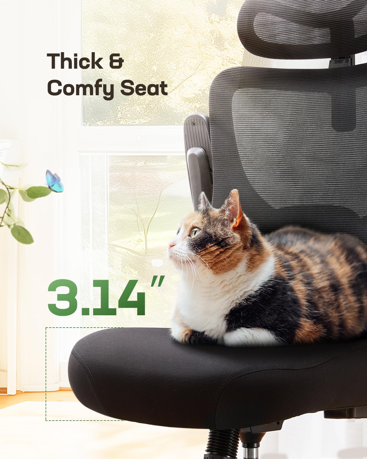 Ergonomic Office Chair with Mesh Back, Adjustable Lumbar Support, 3D Armrests & Headrest,