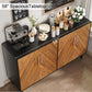 58" Coffee Bar Cabinet with Storage, Buffet Cabinet with 4 Large Doors, Storage Cabinet