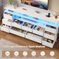 63" White TV Stand for 65 Inch TV – LED Entertainment Center with Charging Station,