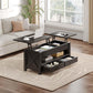 47.2" Black Lift Top Coffee Table – Farmhouse X-Frame Center Table with Hidden Storage & 2 Drawers