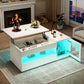 39.4" Lift Top Coffee Table with 2 Drawers, Modern LED Coffee Tables for Living Room