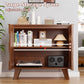 Buffet Cabinet, Fluted Sideboard Storage Cabinet with Adjustable Shelf and Door Handles,