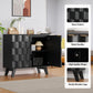 Buffet Cabinet, Fluted Sideboard Storage Cabinet with Adjustable Shelf and Door Handles,