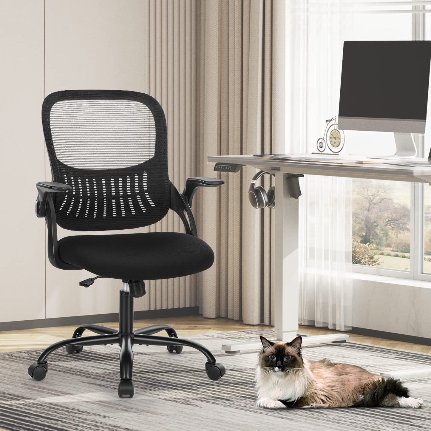 Ergonomic Home Office Chair – Mid-Back Mesh Computer Desk Chair with Lumbar Support
