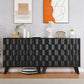 Buffet Cabinet, Fluted Sideboard Storage Cabinet with Adjustable Shelf and Door Handles,