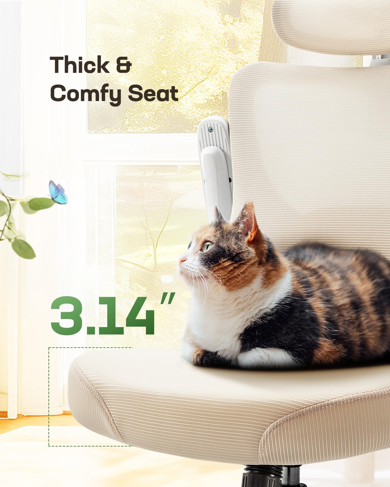 Ergonomic Office Chair with Mesh Back, Adjustable Lumbar Support, 3D Armrests & Headrest,