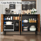 58" Coffee Bar Cabinet with Storage, Buffet Cabinet with 4 Large Doors, Storage Cabinet