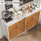 58" Coffee Bar Cabinet with Storage, Buffet Cabinet with 4 Large Doors, Storage Cabinet