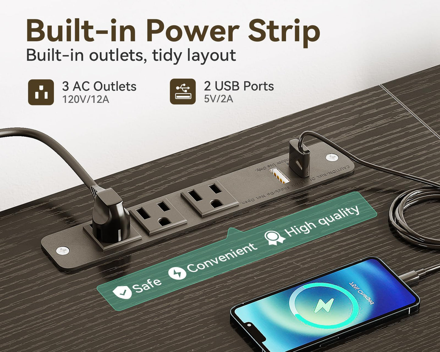 Black TV Stand with LED Lights & Power Outlets, 5 Drawer Entertainment Center for 40–50 Inch TVs