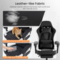 White Pink Gaming Chair with Footrest & Headrest, PU Leather Reclining Office Chair