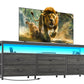 63" Black LED TV Stand with Power Outlets – Long Dresser Entertainment Center