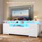 63" White TV Stand for 65 Inch TV – LED Entertainment Center with Charging Station,