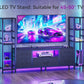 Black TV Stand with LED Lights & Power Outlets, 5 Drawer Entertainment Center for 40–50 Inch TVs