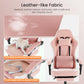 White Pink Gaming Chair with Footrest & Headrest, PU Leather Reclining Office Chair