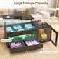 39.4" Lift Top Coffee Table with 2 Drawers, Modern LED Coffee Tables for Living Room