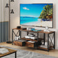 63" Rustic Brown TV Stand for 65–75 Inch TVs – Industrial Entertainment Center with Fabric Drawers