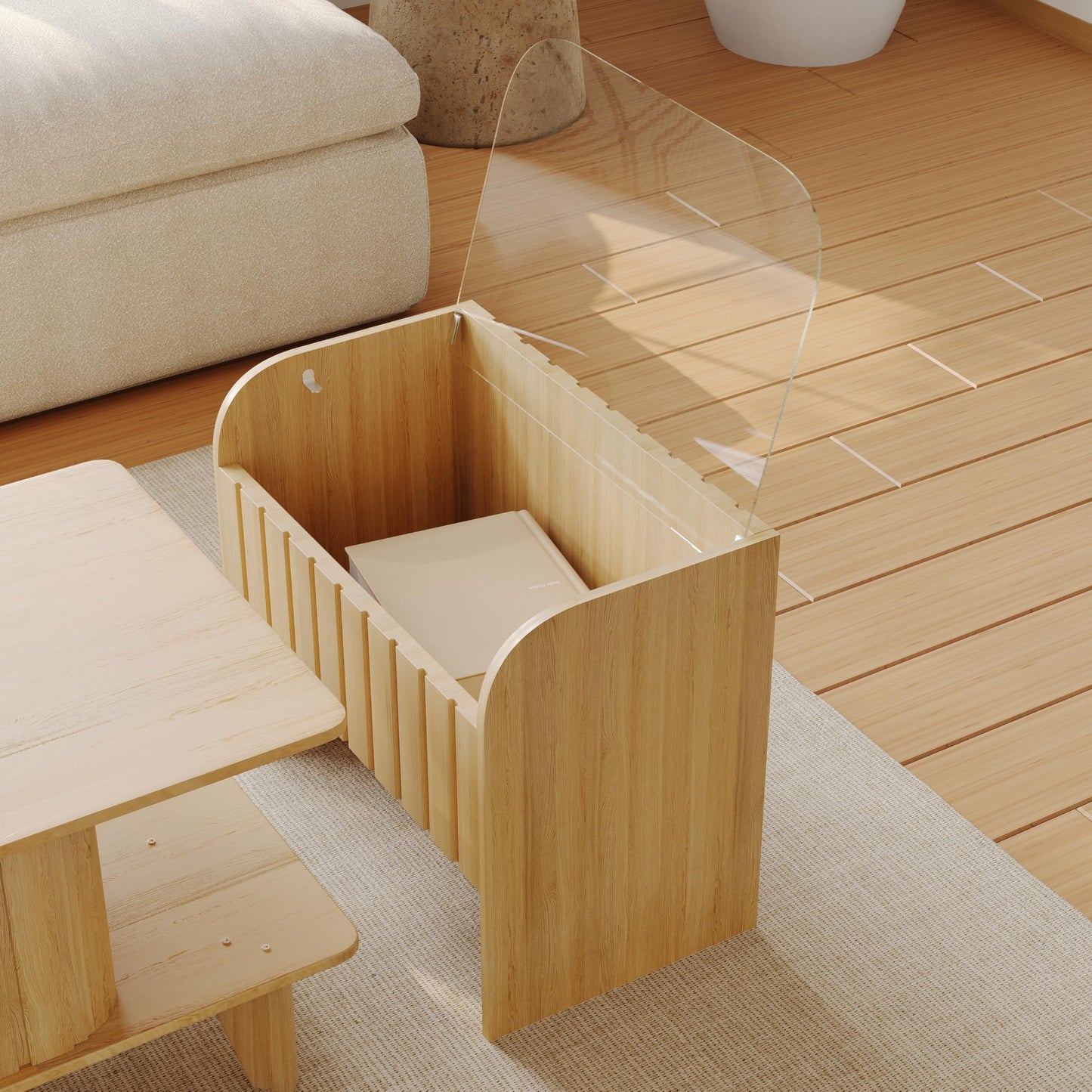 Extendable Coffee Table with Side Table,Reversible Living Room Table with Lifting