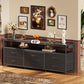 63" Black LED TV Stand with Power Outlets – Long Dresser Entertainment Center