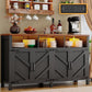 Buffet Sideboard with Storage Farmhouse with 4 Doors, 55'' Large Kitchen Storage