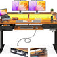 Electric Standing Desk with Drawers & Keyboard Tray, 55 Inch Height Adjustable