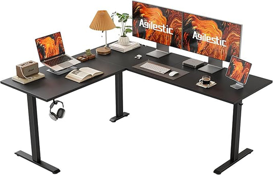L Shaped Standing Desk 63 x 55 inch Adjustable Height, Electric Corner Standing Desk,