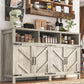 Buffet Sideboard with Storage Farmhouse with 4 Doors, 55'' Large Kitchen Storage