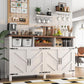 Buffet Sideboard with Storage Farmhouse with 4 Doors, 55'' Large Kitchen Storage